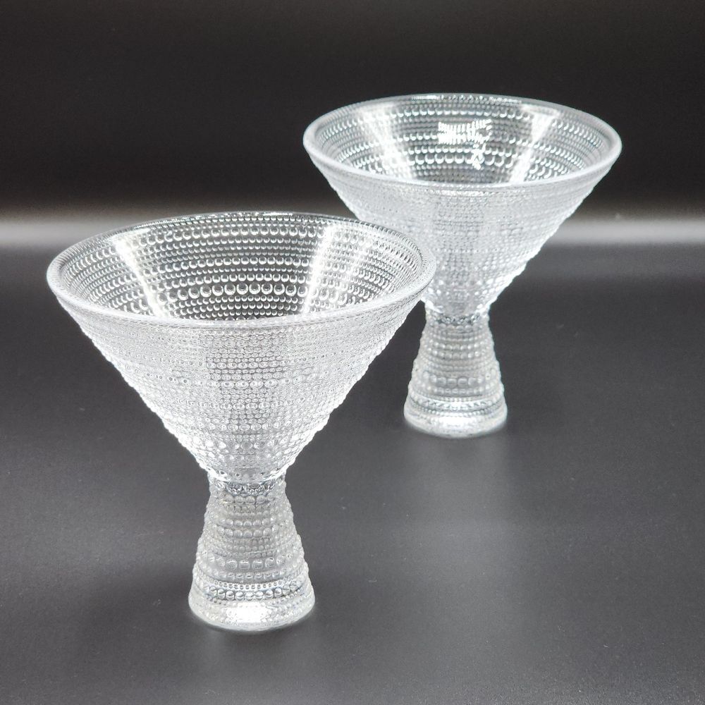 Fortessa Jupiter Beaded Martini Glass Set‎ of Two Embossed texture 11.5oz